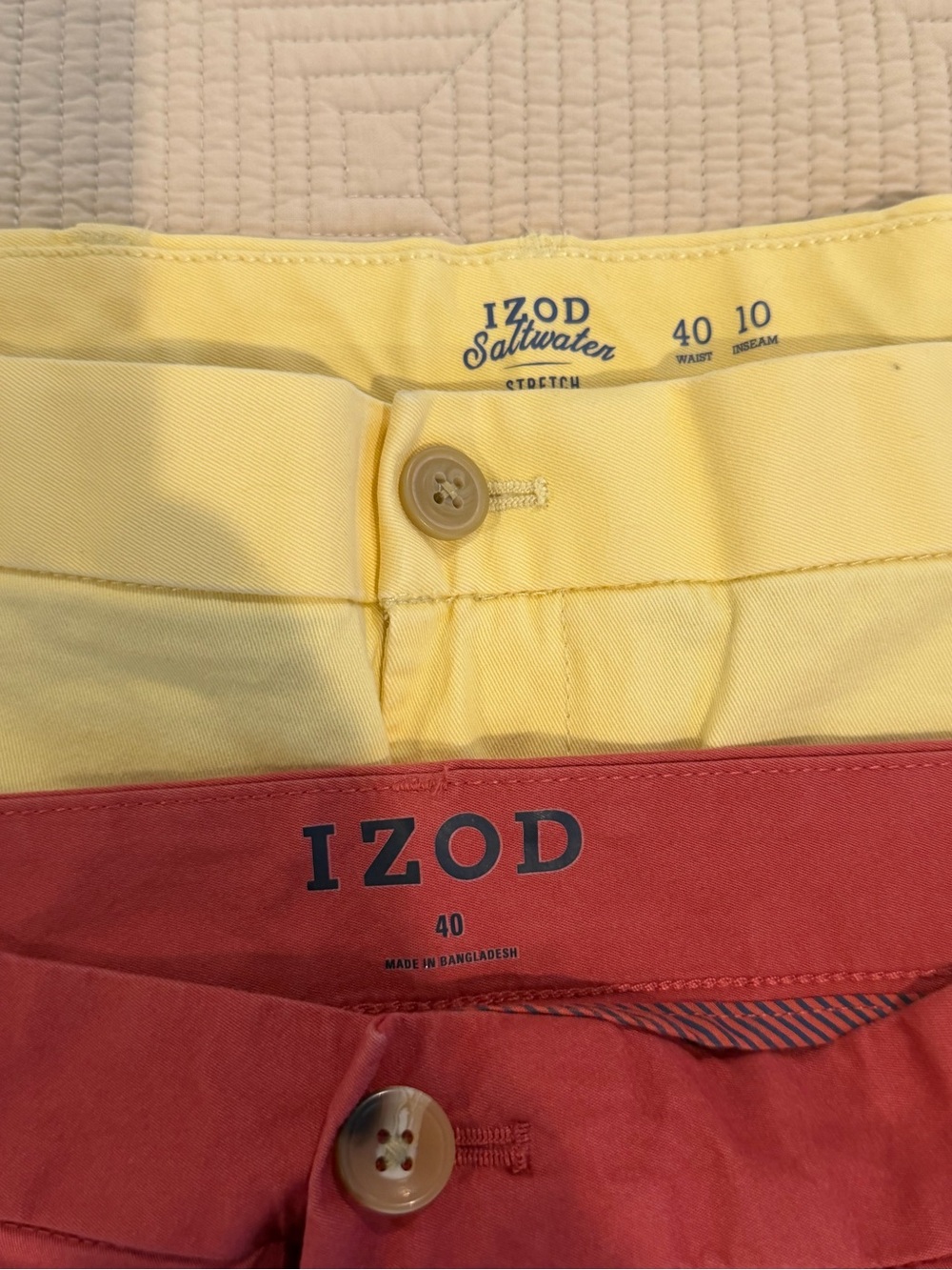 Izod Chino Shorts Stack — Yellow, Red, Blue, White - Picture 3 of 8